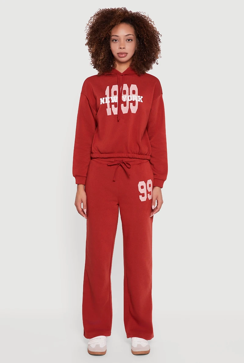 Womens Graphic Print Fleece Lined Sweatpants, Red, Size XL