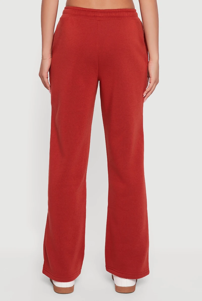 Womens Graphic Print Fleece Lined Sweatpants, Red, Size XL