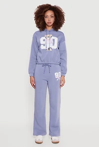 Womens Graphic Print Fleece Lined Sweatpants, XL