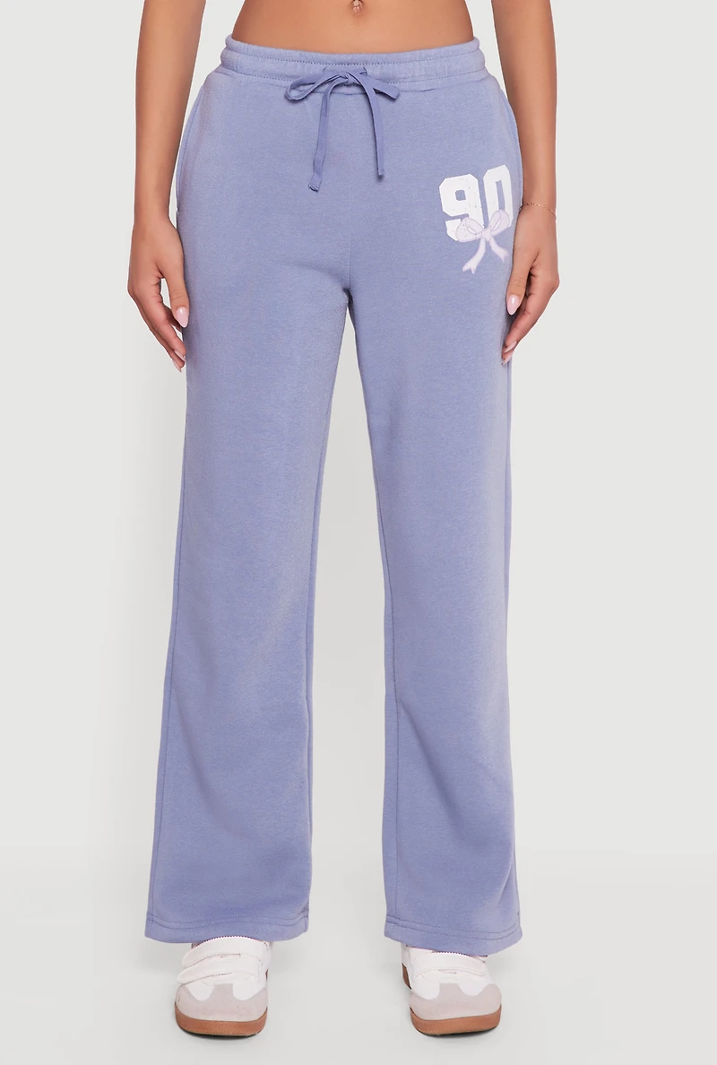 Womens Graphic Print Fleece Lined Sweatpants, XL