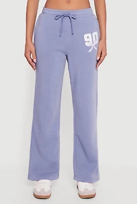 Womens Graphic Print Fleece Lined Sweatpants, XL