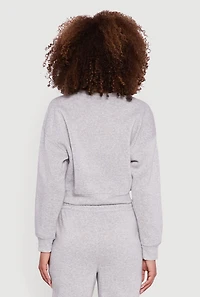 Womens Embroidered Graphic Fleece Lined Sweatshirt, Grey, Size L