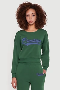 Embroidered Graphic Fleece Lined Sweatshirt