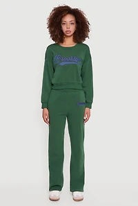 Womens Embroidered Graphic Fleece Lined Sweatshirt,