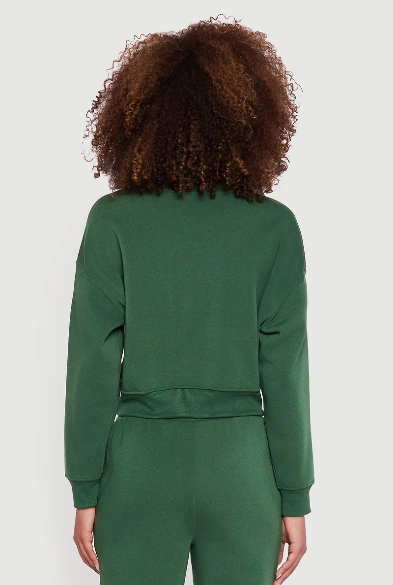 Embroidered Graphic Fleece Lined Sweatshirt