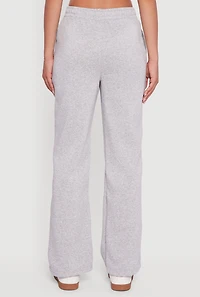 Womens Embroidered Graphic Fleece Lined Sweatpants, Grey,