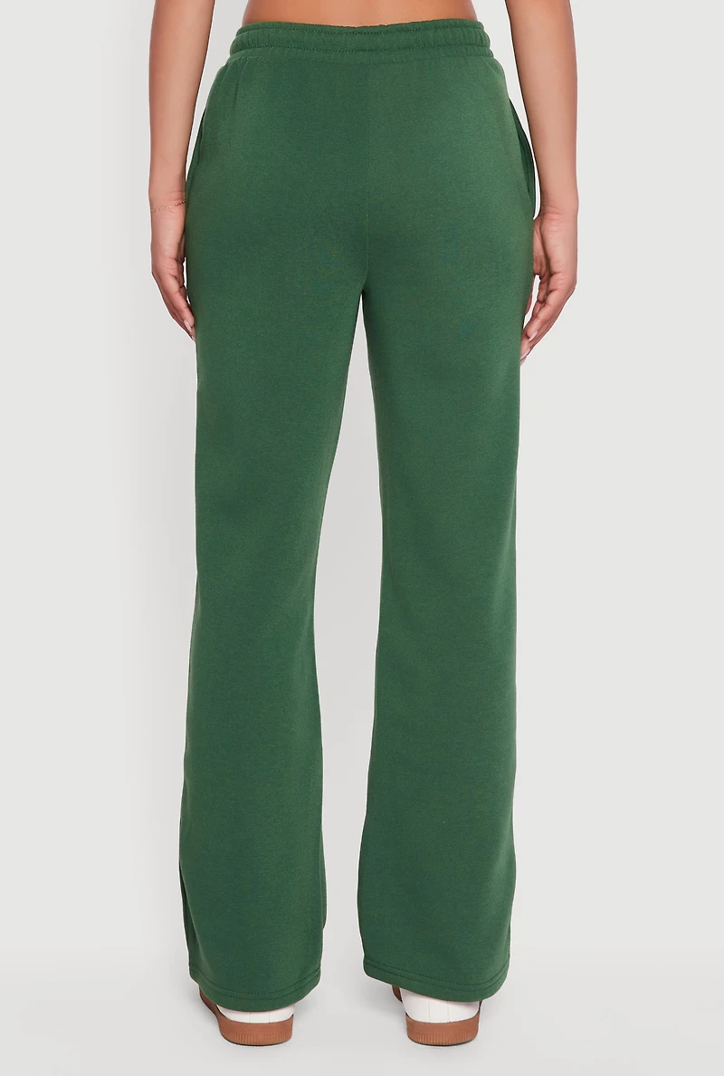 Womens Embroidered Graphic Fleece Lined Sweatpants,