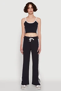 Womens Stylish Varsity Stripe Active Pants with Side Slits,