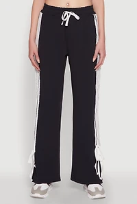 Womens Stylish Varsity Stripe Active Pants with Side Slits,