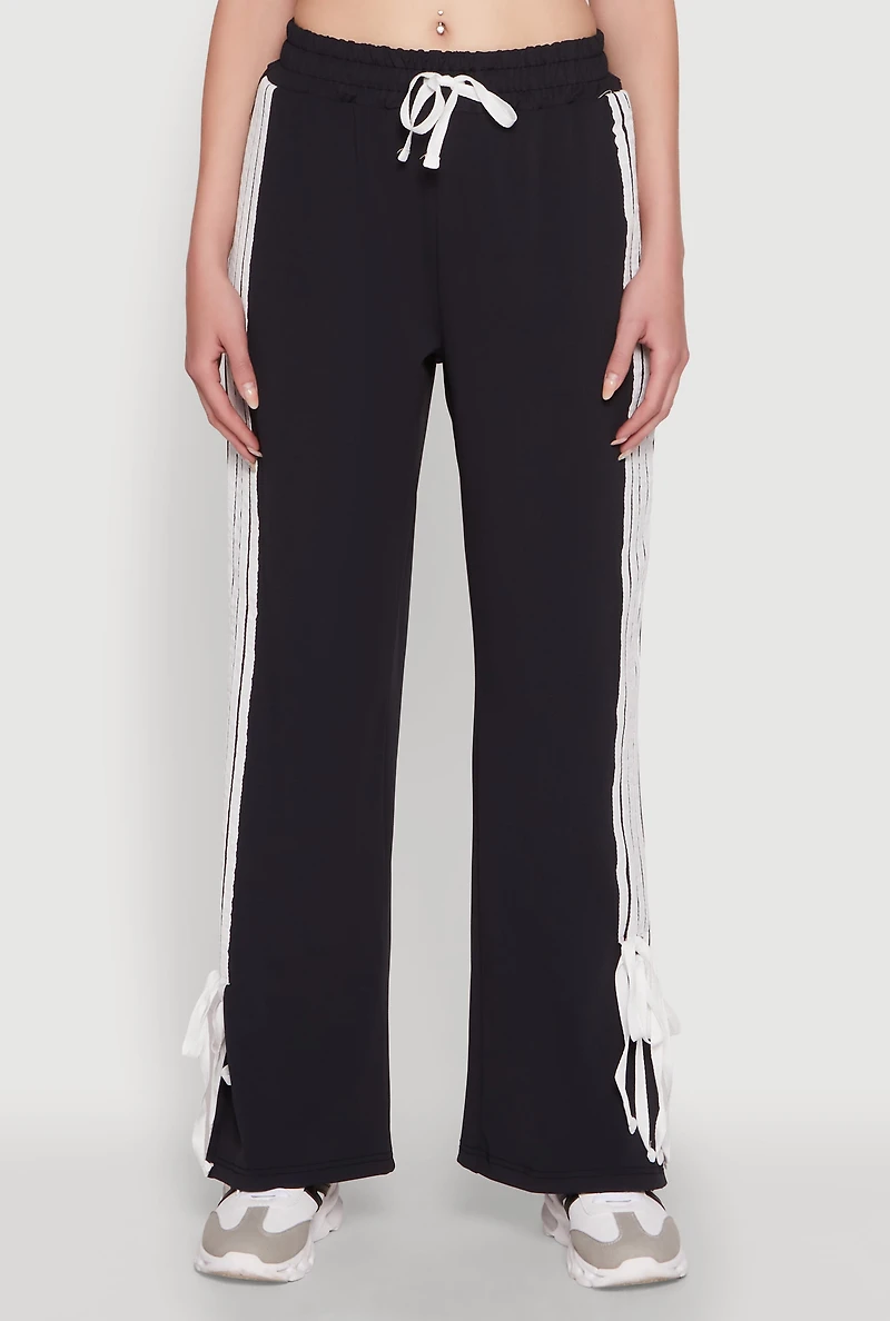 Stylish Varsity Stripe Active Pants with Side Slits