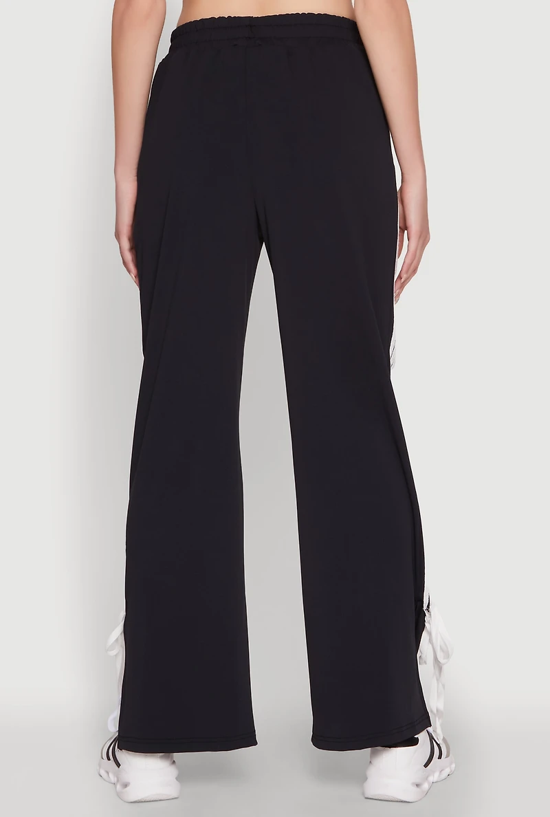 Womens Stylish Varsity Stripe Active Pants with Side Slits,