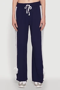Womens Stylish Varsity Stripe Active Pants with Side Slits,