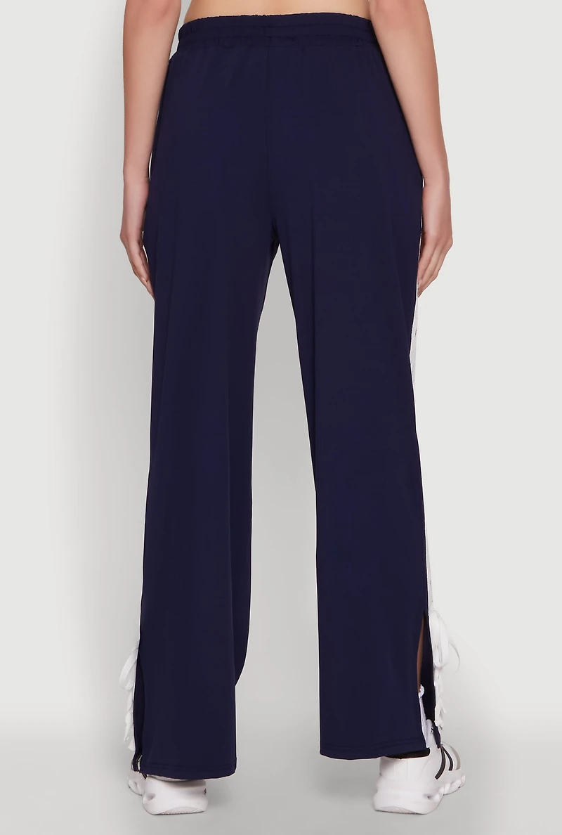 Womens Stylish Varsity Stripe Active Pants with Side Slits,