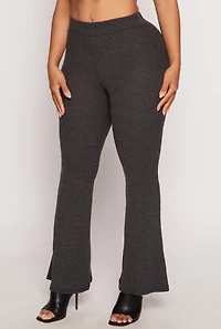 Waffle Knit High Waist Flare Pants