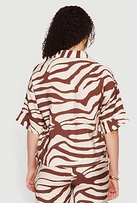 Crepe Knit Zebra Print Shirt