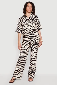 Crepe Knit High Waisted Zebra Print Pants