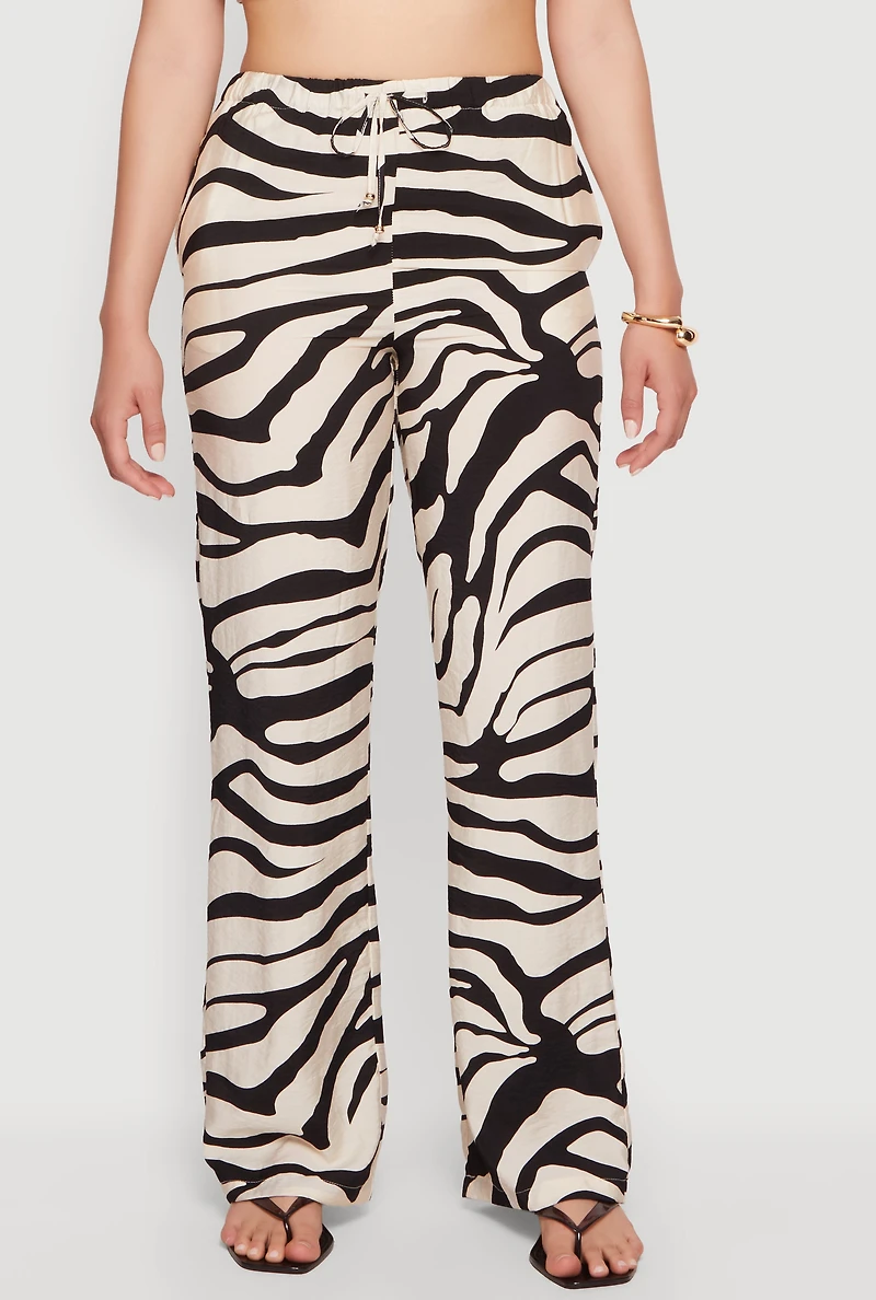 Crepe Knit High Waisted Zebra Print Pants