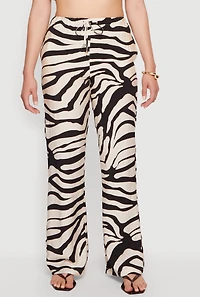 Crepe Knit High Waisted Zebra Print Pants