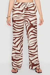 Crepe Knit High Waisted Zebra Print Pants