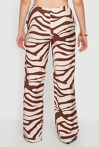 Crepe Knit High Waisted Zebra Print Pants