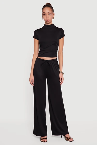 Ribbed Knit Wide Leg Pants