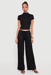 Ribbed Knit Wide Leg Pants