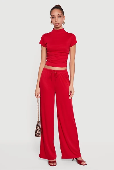 Ribbed Knit Wide Leg Pants