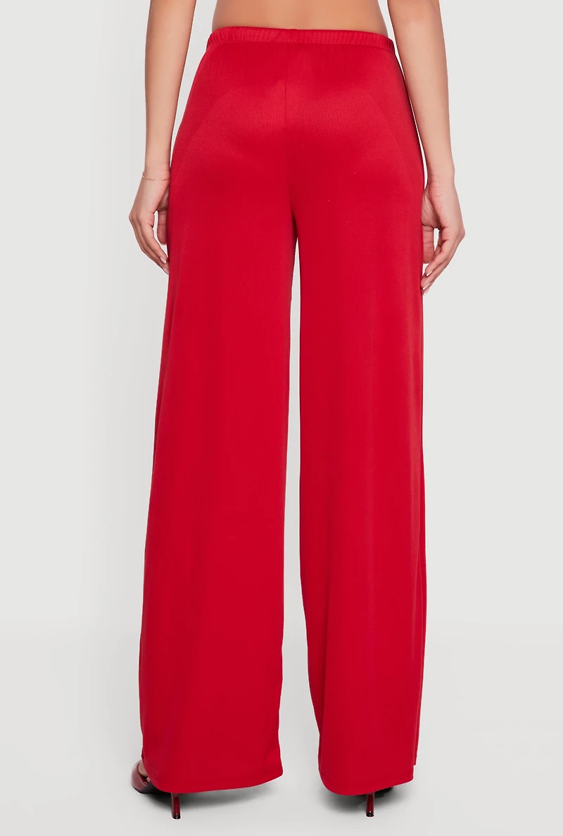 Ribbed Knit Wide Leg Pants