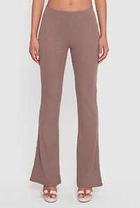 Ribbed Knit Flare Leg Casual Pants
