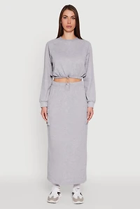 Fleece Toggle Drawstring Cargo Pocket Midi Skirt