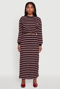 Womens Striped Cropped Toggle Drawstring Hem Sweatshirt, Multi,