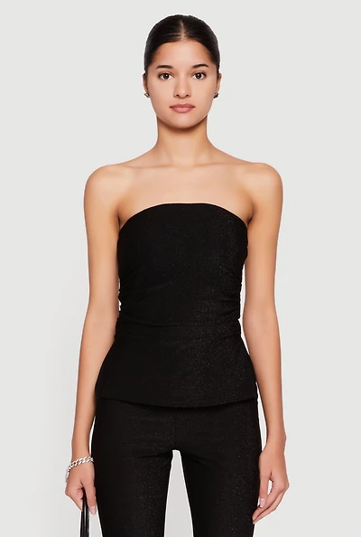Almost Famous Lurex Ruched Side Tube Top