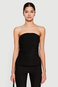 Almost Famous Lurex Ruched Side Tube Top