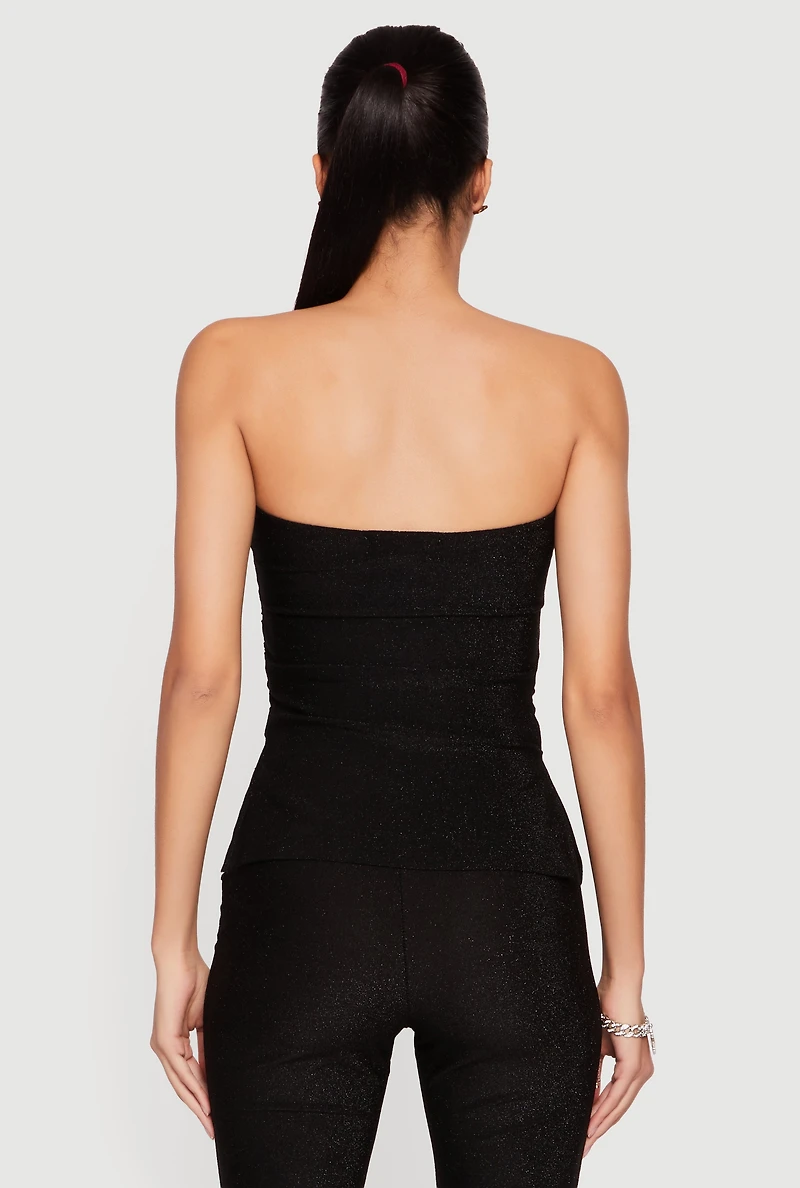 Almost Famous Lurex Ruched Side Tube Top