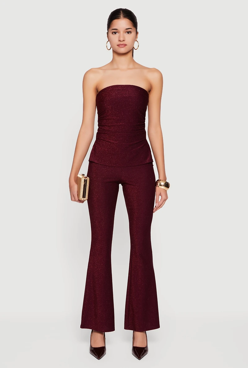 Womens Almost Famous Lurex Flare Pants,