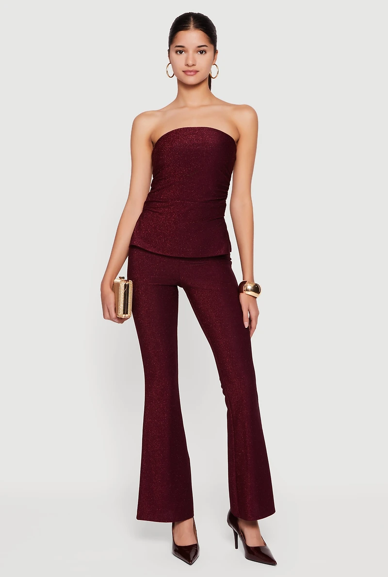 Womens Almost Famous Lurex Flare Pants,