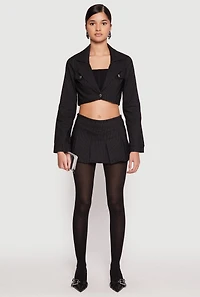 Womens Almost Famous Pinstripe Pleated Mini Skirt, Black, Size L