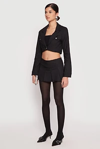 Womens Almost Famous Pinstripe Cropped Blazer, Black, Size M
