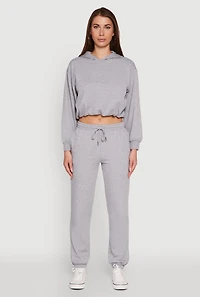 Womens Mid Rise Drawstring Waist Fleece Sweatpants, Grey, Size S