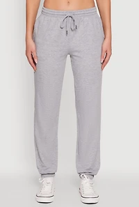 Womens Mid Rise Drawstring Waist Fleece Sweatpants, Grey, Size S