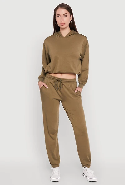 Womens Mid Rise Drawstring Waist Fleece Sweatpants, Green, Size XL