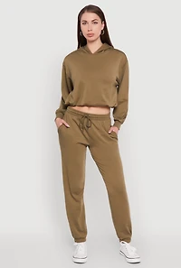 Mid Rise Drawstring Waist Fleece Sweatpants