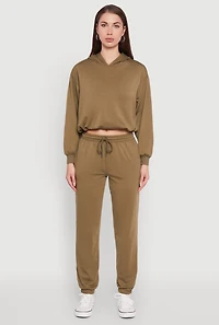 Womens Mid Rise Drawstring Waist Fleece Sweatpants, Green, Size XL