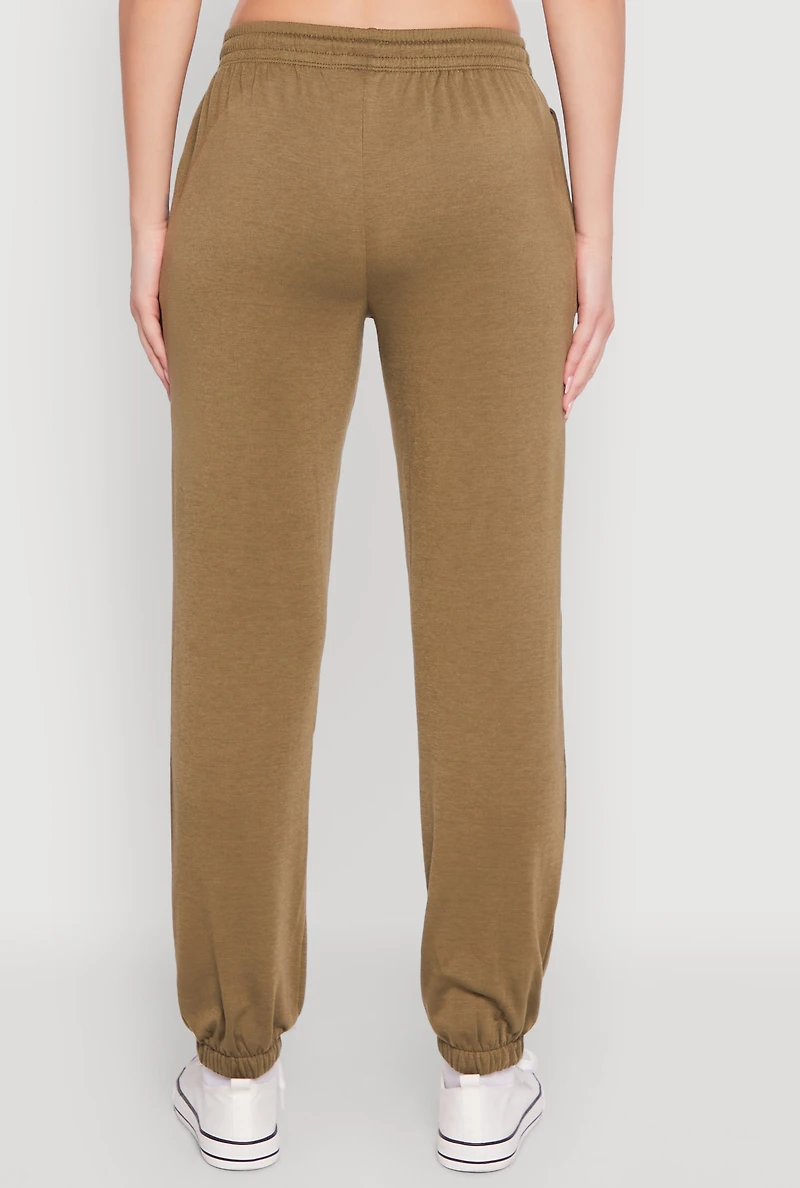 Womens Mid Rise Drawstring Waist Fleece Sweatpants, Green, Size XL