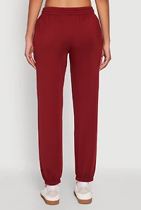 Womens Mid Rise Drawstring Waist Fleece Sweatpants, Burgundy,
