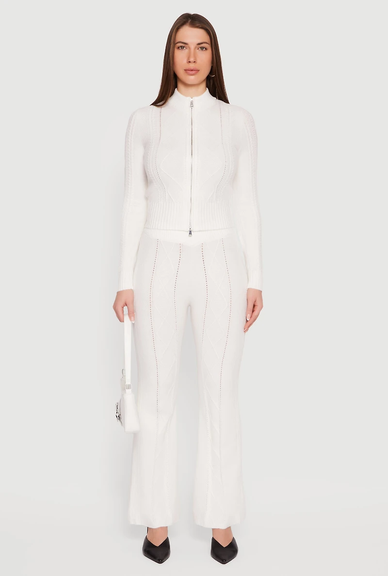 Almost Famous Cable Knit Double Zip Front Cardigan