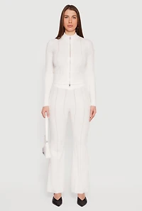 Almost Famous Cable Knit Double Zip Front Cardigan