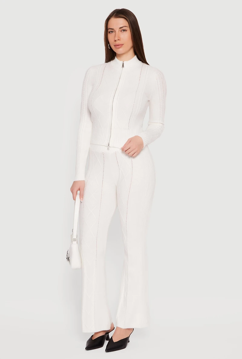 Almost Famous Cable Knit Double Zip Front Cardigan