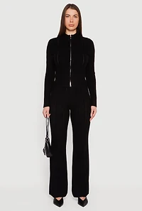 Womens Almost Famous Cable Knit Pull On Flare Pants, Black,