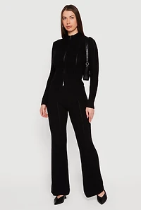 Womens Almost Famous Cable Knit Pull On Flare Pants, M